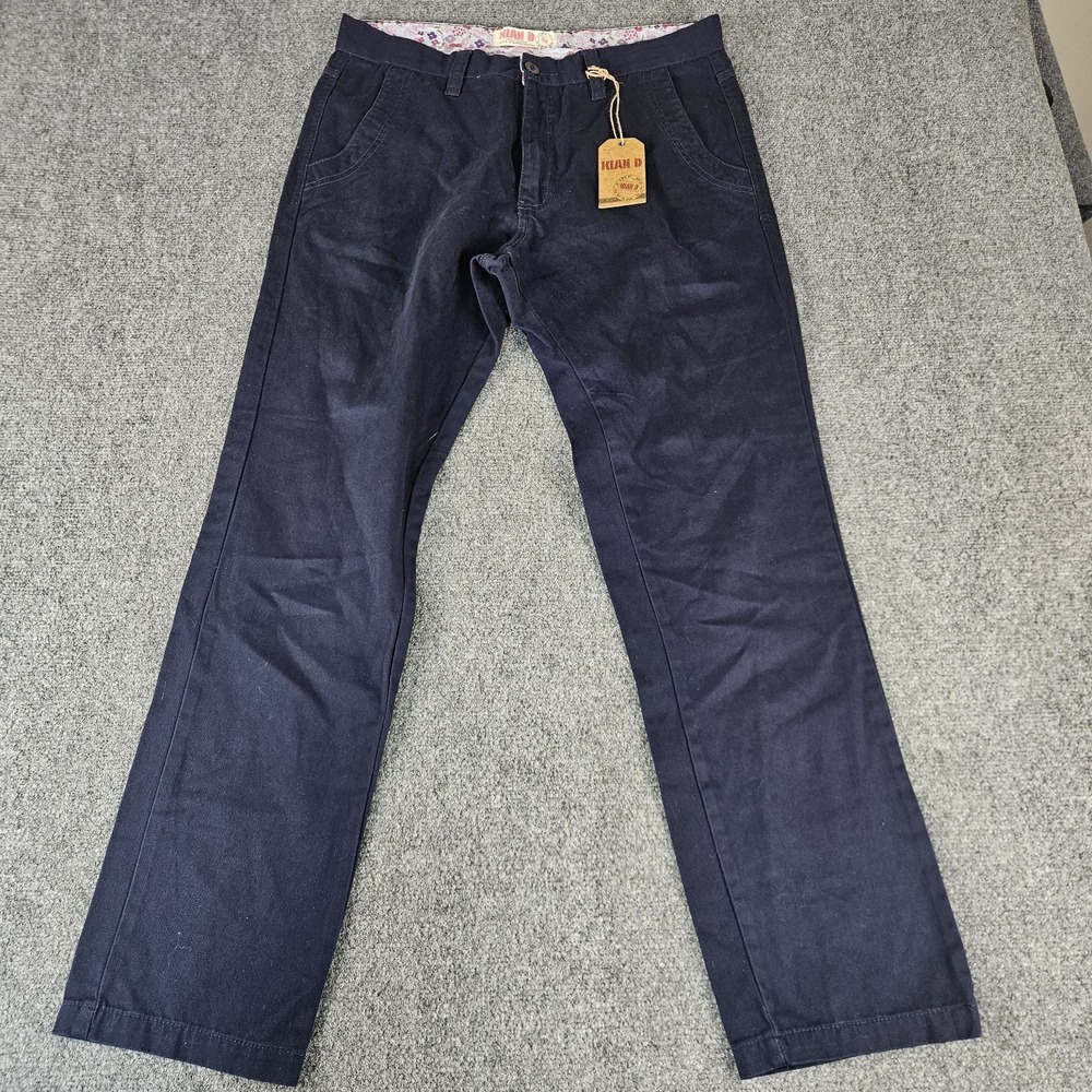 Kian D Women's Pants‎ Size 34 Navy Blue 100% Cotton Straight Casual NWT